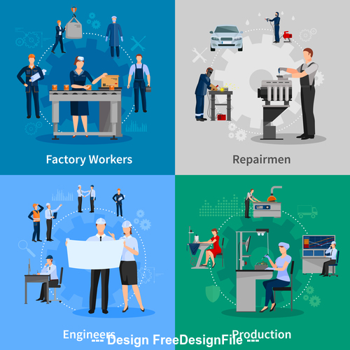 engineers etc professions illustration vector