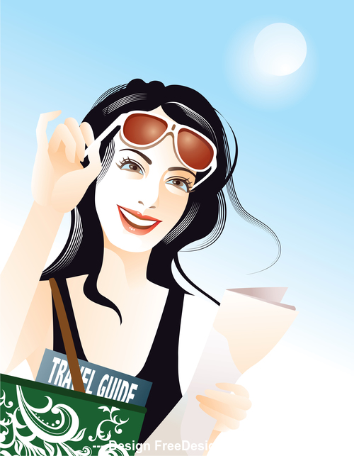 woman travel brush vector