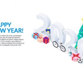 2020 Happy New Year 3D concept illustration vector