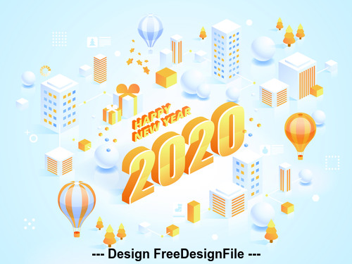2020 Happy new year concept illustration vector