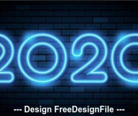 2020 blue neon greeting card backgrounds vector