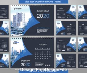 2020 desk calendar template vector