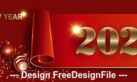 2020 happy new year red banner vector