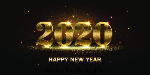 2020 happy new year template vector