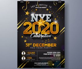 2020 new year party celebration poster template vector