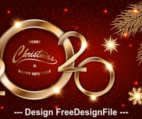 2020 new year red background greeting card vector
