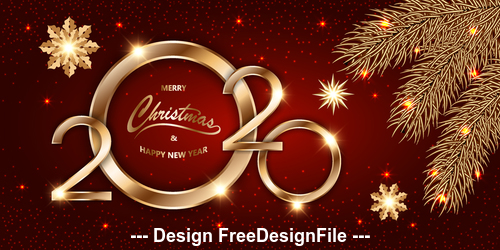 2020 new year red background greeting card vector