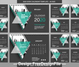 A5 size new year geometry desk calendar template vector
