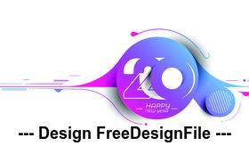 Abstract 2020 happy new year text design vector