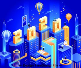 Abstract background 2020 Happy New Year vector