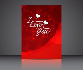 Abstract red background heart shaped brochure cover vector