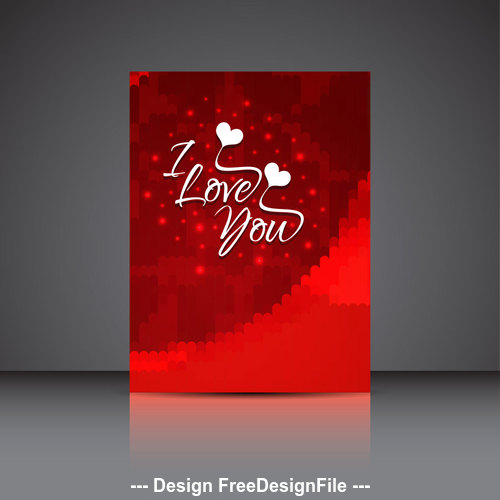 Abstract red background heart shaped brochure cover vector