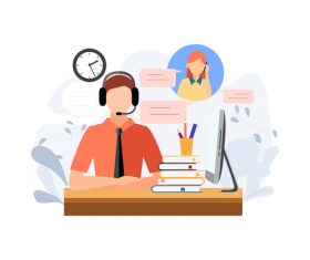 After-sales service cartoon illustration vector