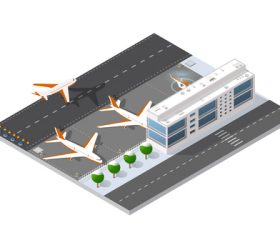 Airport terminal cartoon vector