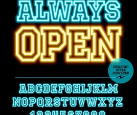 Always open color alphabet vector