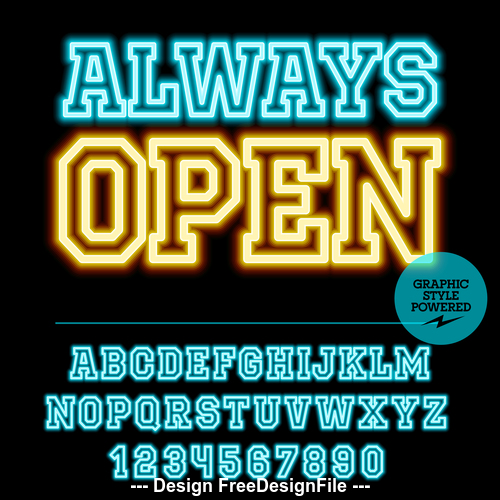 Always open color alphabet vector