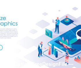 Analyze flat isometric vector concept illustration