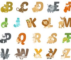 Baby with animal alphabet vector free download