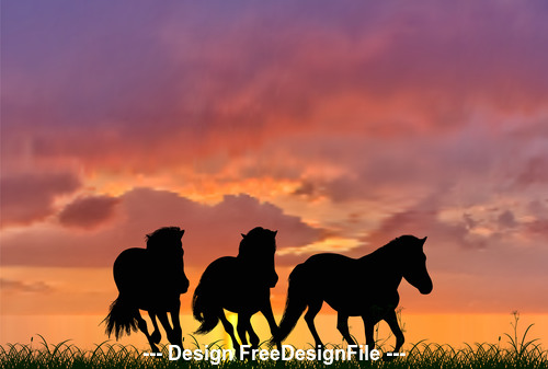 Animals horse silhouette vector