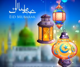 Arabic festival lantern vector