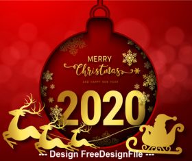 Ball decoration pendant 2020 christmas card vector
