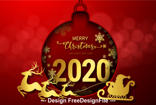 Ball decoration pendant 2020 christmas card vector