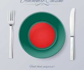 Bangladesh authentic cuisine and flag circ icon vector