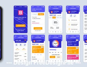 Banking mobile app Ui kit screen vector