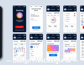 Banking mobile stock app ui kit screen vector