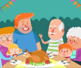 Big family cartoon illustration vector