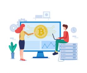 Bitcoin cartoon illustration vector