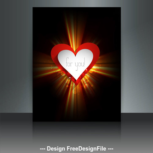 Black background glitter valentine heart shaped cover vector