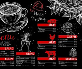 Black background restaurant christmas menu vector