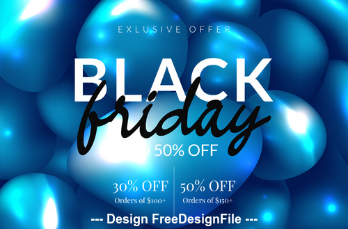 Black friday sale special design and blue balloons background vector