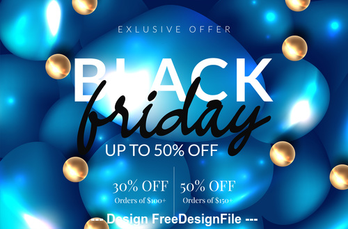 Black friday sale with blue balloons background vector