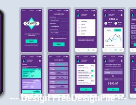 Blockchain Mobile App Ui Kit Screen vector