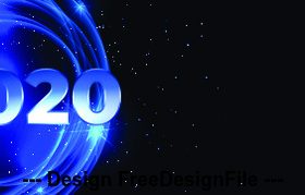 Blue 2020 digital happy new year vector