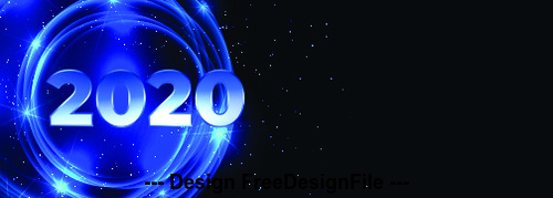 Blue 2020 digital happy new year vector