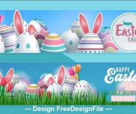 Easter pattern banner vector free download