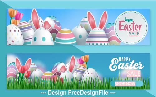 Blue background easter sale banner vector