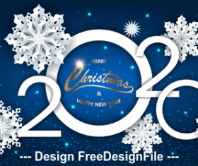 Blue background snowflake decoration 2020 new year greeting card vector