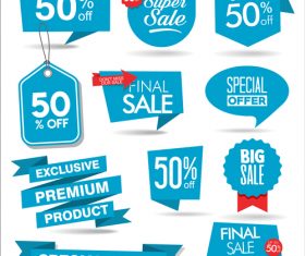 Blue promotional label vector
