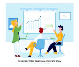 Business peoplr talking in confence room cartoon illustration vector