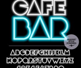 Cafe bar color alphabet vector