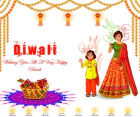 Cartoon Happy Diwali of India vector