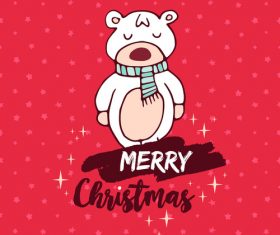 Cartoon bear christmas element card vector