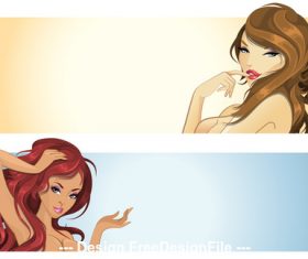 Cartoon beautiful girl banner vector