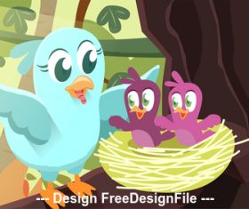 Cartoon bird feeding vector