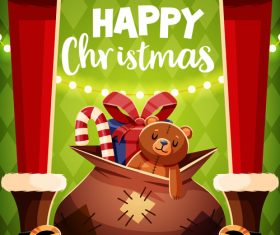 Cartoon christmas gift bag illustration vector
