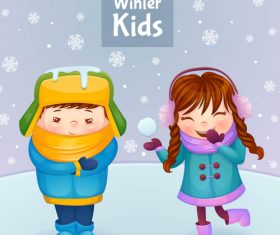 Cartoon cute winter kids vector